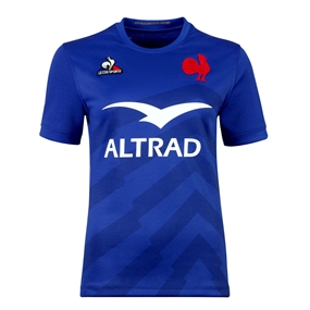 France Womens Home Rugby Shirt - Short Sleeve Royal 2023 - Front