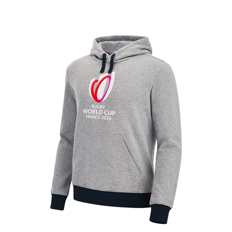 Rugby World Cup 2023 Macron Kids Pullover Hoodie - Grey - Front Rugby World Cup 2023 Macron Kids Pullover Hoodie - Grey - Front
