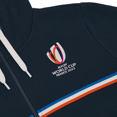 Rugby World Cup 2023 Macron Kids Full Zip Hoodie - Navy - Logo Rugby World Cup 2023 Macron Kids Full Zip Hoodie - Navy - Logo