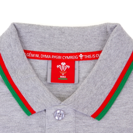 Macron Wales Mens Polycotton Polo - Grey - Collar
