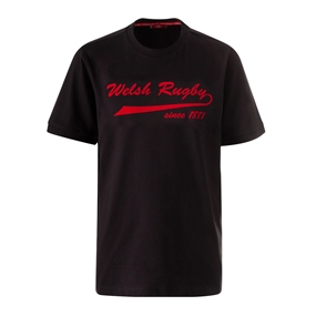 Macron Wales Kids 1881 Tee - Black - Front