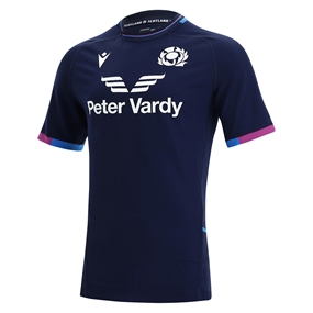 Macron Scotland Mens Bodyfit Home Rugby Shirt - Short Sleeve - F