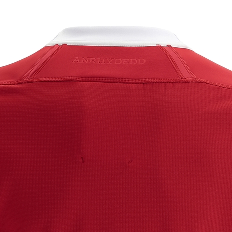 Macron Wales Mens Bodyfit Home Rugby Shirt - Short Sleeve - Shou