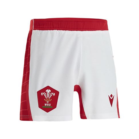 Wales Mens Home Rugby Shorts - White 2023 - Front Wales Mens Home Rugby Shorts - White 2023 - Front