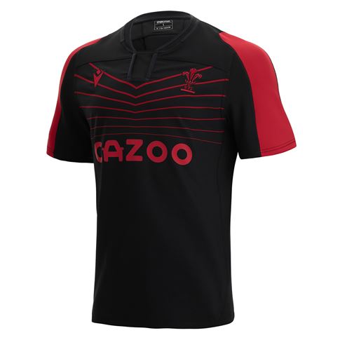 Macron Wales Mens Training Jersey - Black - Front Macron Wales Mens Training Jersey - Black - Front