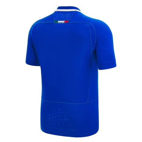 Italy Mens Home Rugby Shirt - Short Sleeve Azzurri 2023 - Back