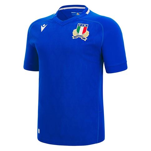 Italy Mens Home Rugby Shirt - Short Sleeve Azzurri 2023 - Front Italy Mens Home Rugby Shirt - Short Sleeve Azzurri 2023 - Front