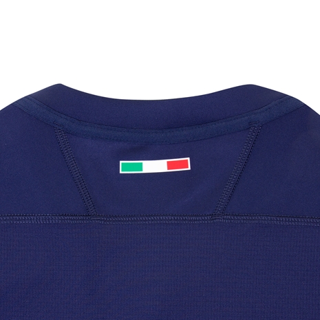 Italy Mens Training Rugby Shirt - Short Sleeve Navy 2023 - Back 