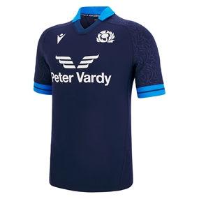 Scotland Mens Bodyfit Home Rugby Shirt - Short Sleeve Navy 2023 