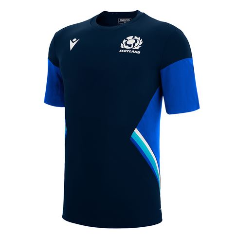 Scotland Mens Travel Polycotton Tee - Navy 2023 - Front Scotland Mens Travel Polycotton Tee - Navy 2023 - Front