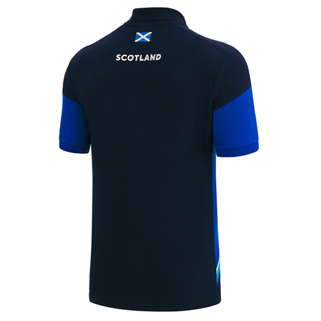 Scotland Mens Travel Polycotton Polo - Navy 2023 - Back Scotland Mens Travel Polycotton Polo - Navy 2023 - Back