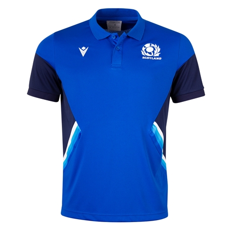 Scotland Mens Travel Tech Polo - Royal 2023 - Front Scotland Mens Travel Tech Polo - Royal 2023 - Front
