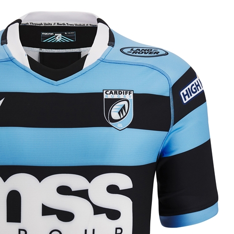 Cardiff Blues Mens Home Rugby Shirt - Short Sleeve Sky 2023 - Ca