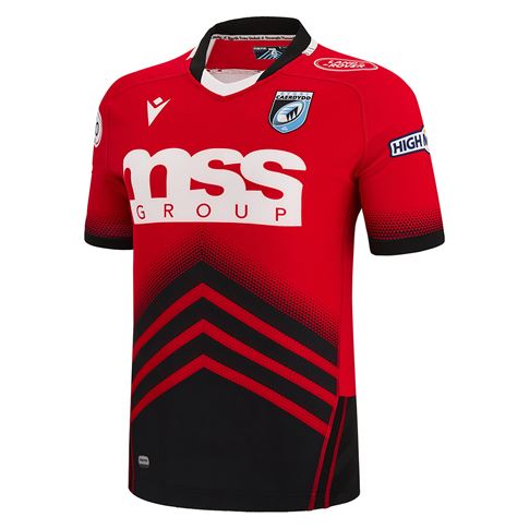 Cardiff Blues Mens Alternate Rugby Shirt - Short Sleeve Red 2023 Cardiff Blues Mens Alternate Rugby Shirt - Short Sleeve Red 2023