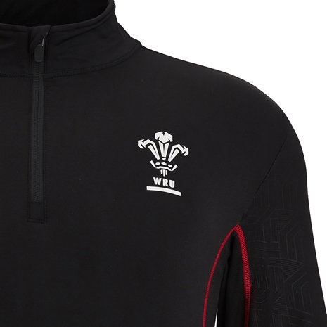 Wales Mens Travel 1/4 Softshell Zip Top - Black 2023 - Wales Log