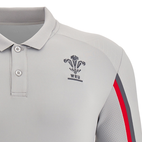 Wales Mens Travel Tech Polo - Grey 2023 - Wales Logo
