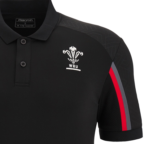 Wales Mens Travel Tech Polo - Black 2023 - Wales Logo