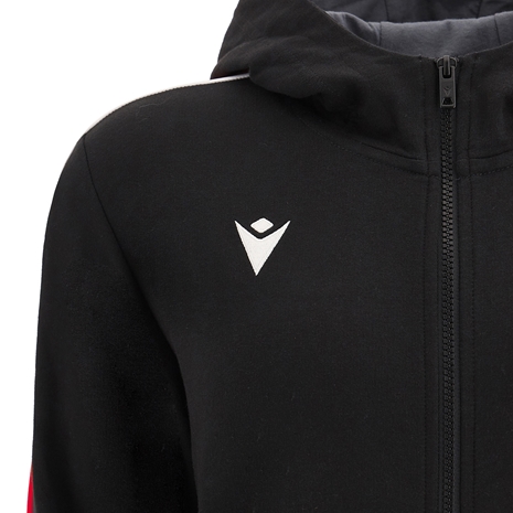 Wales Womens Leisure Full Zip Hoodie - Black 2023 - Macron Logo