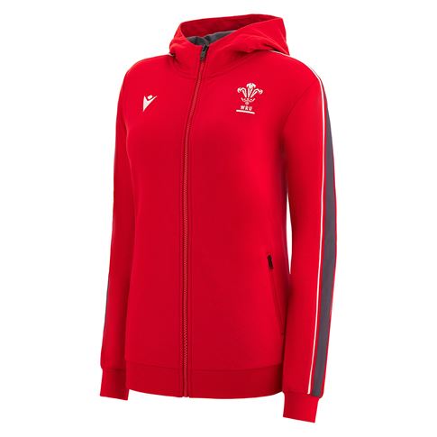 Wales Womens Leisure Full Zip Hoodie - Red 2023 - Front Wales Womens Leisure Full Zip Hoodie - Red 2023 - Front