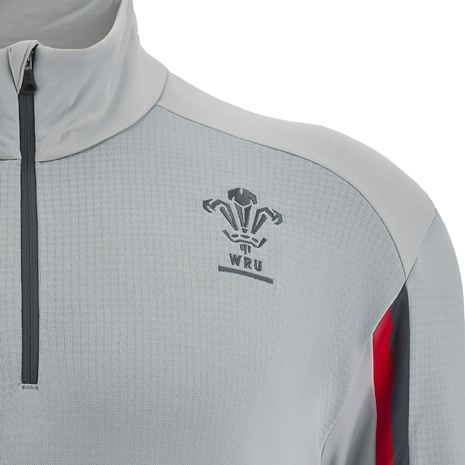 Wales Kids Travel 1/4 Zip Fleece - Grey 2023 - Wales Logo
