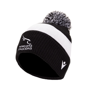 Newcastle Falcons Adults Pom Pom Beanie - Black 2023 - Front