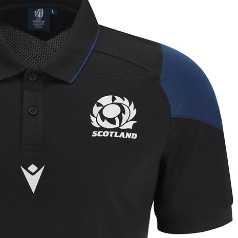 Scotland Mens Rugby World Cup 2023 Travel Polo - Black - Scotlan