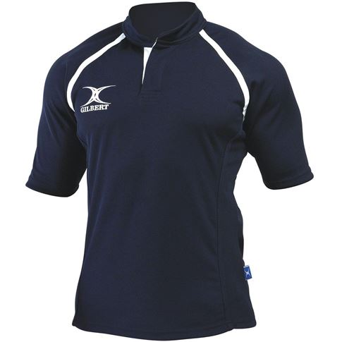 Gilbert Teamwear Xact Plain Match Shirt Navy - Front Gilbert Teamwear Xact Plain Match Shirt Navy - Front