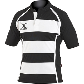 Gilbert Teamwear Xact Hooped Match Shirt Black/White - Front