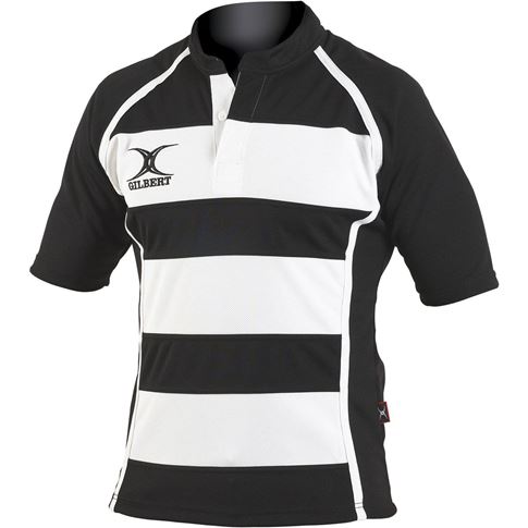 Gilbert Teamwear Xact Hooped Match Shirt Black/White - Front Gilbert Teamwear Xact Hooped Match Shirt Black/White - Front