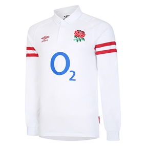 England Mens Classic Home Rugby Shirt - Long Sleeve White 2023 -