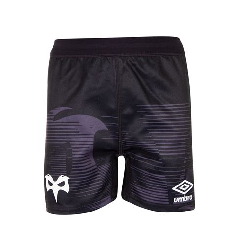 Ospreys Mens Home Rugby Shorts - Black 2023 - Front Ospreys Mens Home Rugby Shorts - Black 2023 - Front