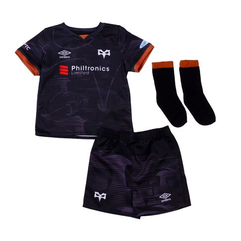 Ospreys Baby Home Rugby Kit - Black 2023 - Front Ospreys Baby Home Rugby Kit - Black 2023 - Front