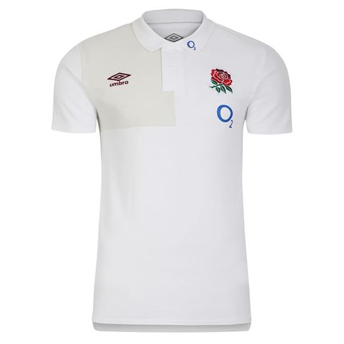 England Mens Polo - Brilliant White 2024 - Front England Mens Polo - Brilliant White 2024 - Front