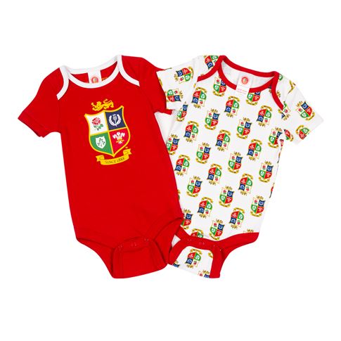 Brecrest Baby British & Irish Lions Twin Pack of Bodysuits - Red Brecrest Baby British & Irish Lions Twin Pack of Bodysuits - Red