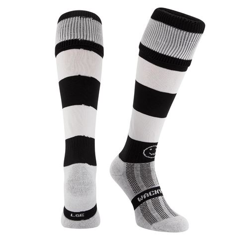 Black/White Hooped WackySox Kids - Front Black/White Hooped WackySox Kids - Front