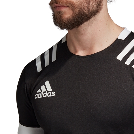 adidas 3S Rugby Match Shirt Black - Detail 3