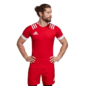 adidas 3S Rugby Match Shirt Red - Model 1