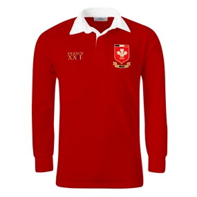 Wales Mens World Cup Classic Rugby Shirt - Long Sleeve Red - Fro