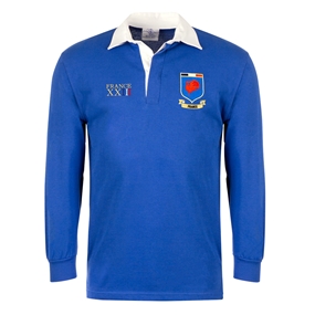France Mens World Cup Classic Rugby Shirt - Long Sleeve Royal - 