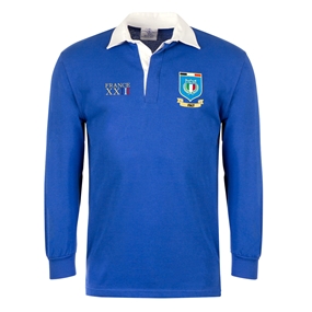 Italy Mens World Cup Classic Rugby Shirt - Long Sleeve Royal - F