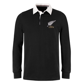 New Zealand Mens Rugby Origins Heavyweight Rugby Shirt - Black -