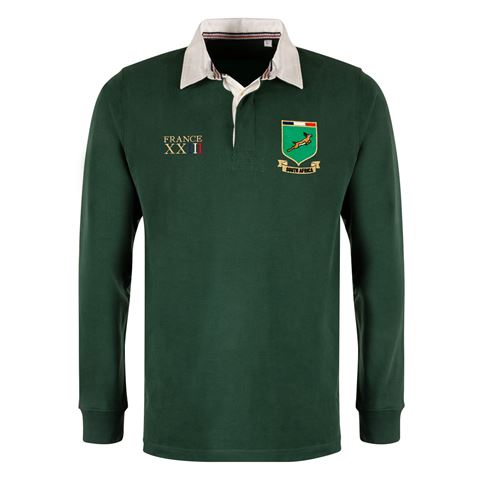South Africa Mens World Cup Heavyweight Rugby Shirt - Bottle - F South Africa Mens World Cup Heavyweight Rugby Shirt - Bottle - F