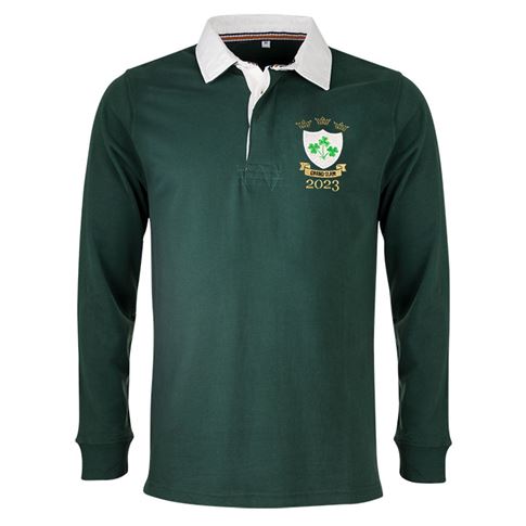 Ireland Mens Grand Slam 2023 Heavyweight Rugby Shirt - Front Ireland Mens Grand Slam 2023 Heavyweight Rugby Shirt - Front