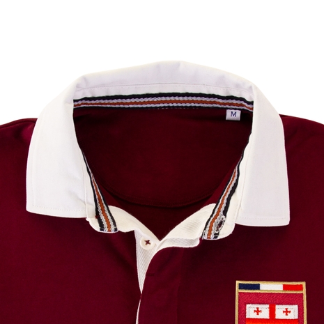 Georgia Mens World Cup Heavyweight Rugby Shirt - Burgundy - Coll