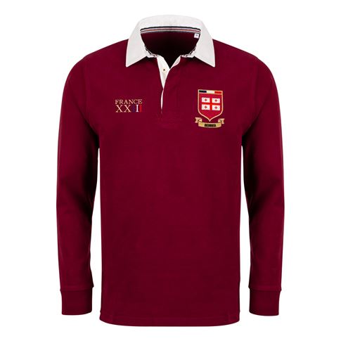 Georgia Mens World Cup Heavyweight Rugby Shirt - Burgundy - Fron Georgia Mens World Cup Heavyweight Rugby Shirt - Burgundy - Fron