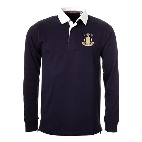 Scotland Mens Calcutta 1879 Heavyweight Rugby Shirt - Navy - Fro Scotland Mens Calcutta 1879 Heavyweight Rugby Shirt - Navy - Fro