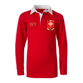 Wales Kids World Cup Classic Rugby Shirt - Long Sleeve Red - Fro
