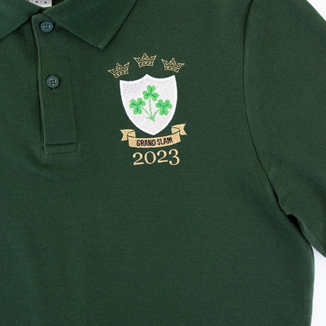 Ireland Mens Grand Slam 2023 Classic Polo Shirt - Bottle Green -