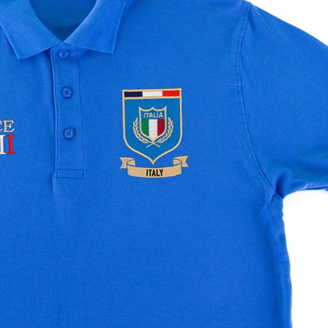 Italy Mens World Cup Classic Polo Shirt - Royal - Badge