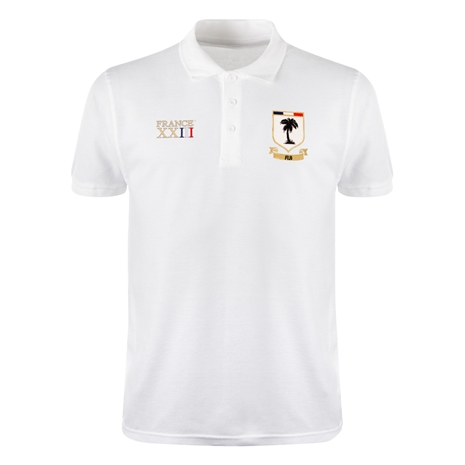 Fiji Mens World Cup Classic Polo Shirt - White - Front Fiji Mens World Cup Classic Polo Shirt - White - Front